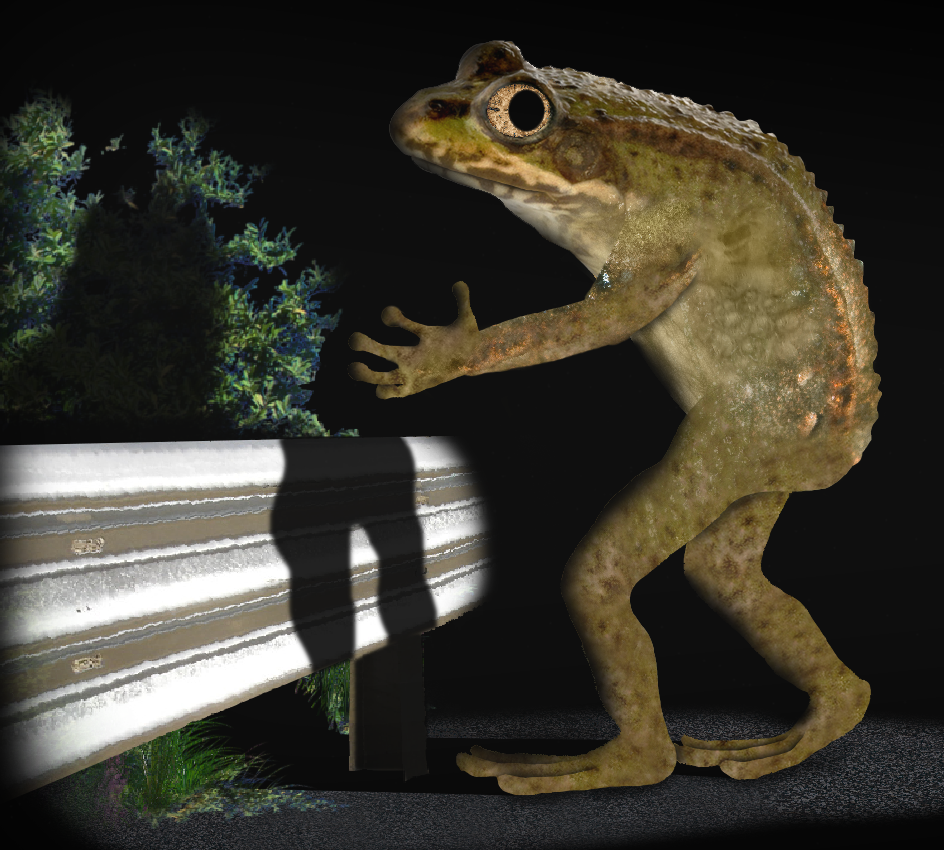 an artist's
								 rendering of the Loveland frog monster